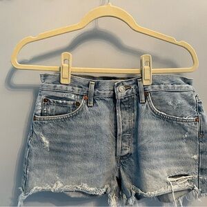 Agolde Blue Distressed Jean Shorts
